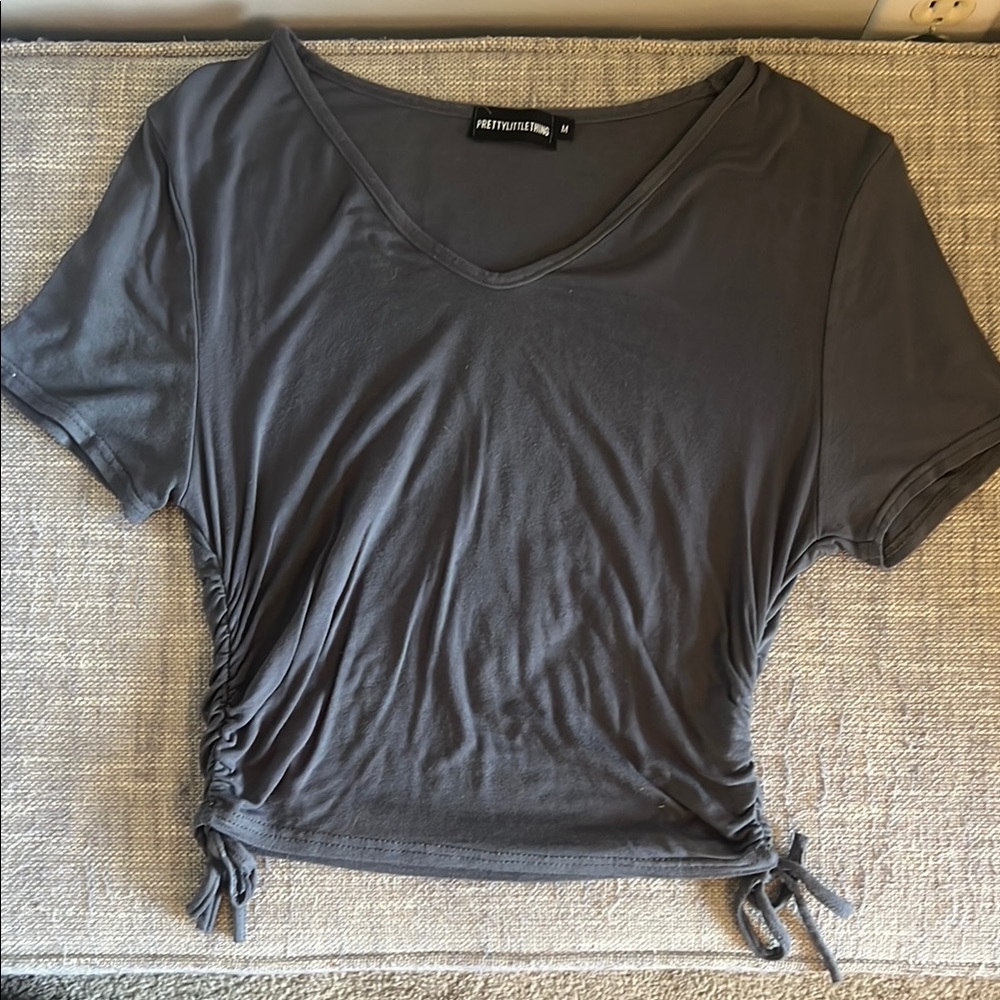 PrettyLittleThing Gray Ruched Women's Top